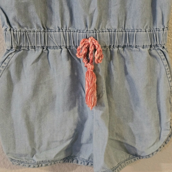 Joe’s Jeans Denim Chambray Girls embroidered romper. Size 6x - Picture 3 of 6